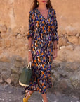 Natalia™ | V Yaka Retro Elbise