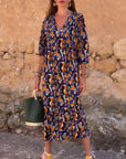 Natalia™ | V Yaka Retro Elbise
