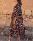 Natalia™ | V Yaka Retro Elbise