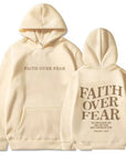 2023 新跨境亚马逊独立站Faith Over Fear新款连帽卫衣女印花卫衣