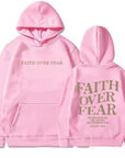 2023 新跨境亚马逊独立站Faith Over Fear新款连帽卫衣女印花卫衣