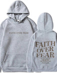 2023 新跨境亚马逊独立站Faith Over Fear新款连帽卫衣女印花卫衣