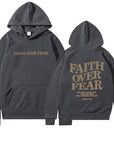 2023 新跨境亚马逊独立站Faith Over Fear新款连帽卫衣女印花卫衣
