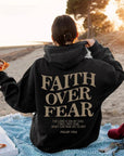 2023 新跨境亚马逊独立站Faith Over Fear新款连帽卫衣女印花卫衣