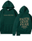 2023 新跨境亚马逊独立站Faith Over Fear新款连帽卫衣女印花卫衣