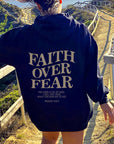 2023 新跨境亚马逊独立站Faith Over Fear新款连帽卫衣女印花卫衣