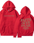 2023 新跨境亚马逊独立站Faith Over Fear新款连帽卫衣女印花卫衣