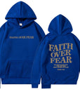 2023 新跨境亚马逊独立站Faith Over Fear新款连帽卫衣女印花卫衣
