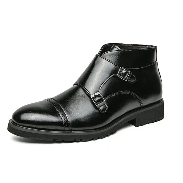 Parker | Synthetic Leather Boots with Double Buckle Design