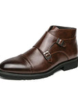 Parker | Synthetic Leather Boots with Double Buckle Design