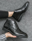 Parker | Synthetic Leather Boots with Double Buckle Design