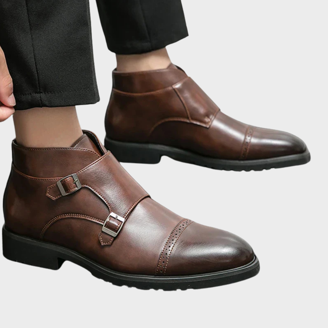 Parker | Synthetic Leather Boots with Double Buckle Design