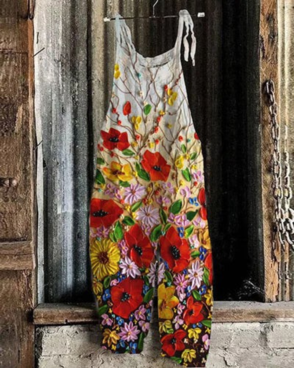 Léa - Vintage Çiçek Desenli Tulum