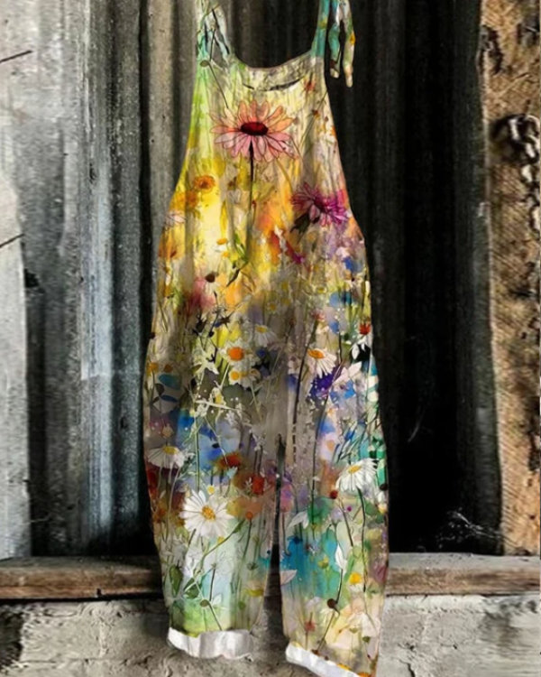 Flora - Vintage Çiçek Desenli Tulum