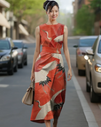 Butterfly Print Midi Dress