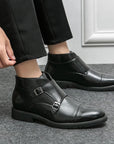Parker | Synthetic Leather Boots with Double Buckle Design