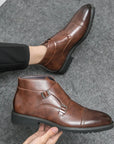 Parker | Synthetic Leather Boots with Double Buckle Design