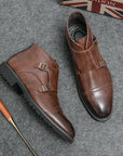 Parker | Synthetic Leather Boots with Double Buckle Design