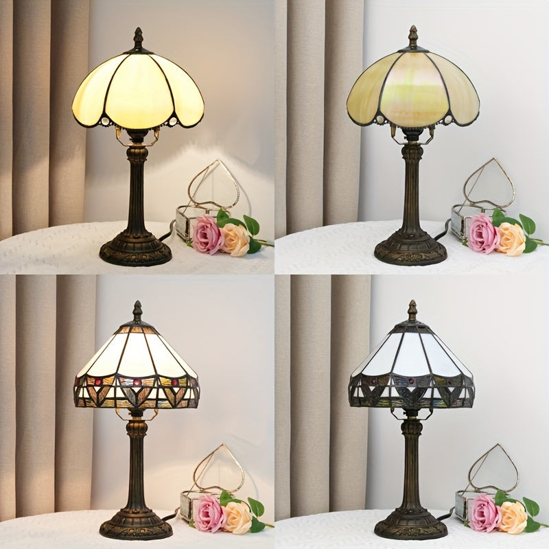8 inç vitray masa lambası, sıcak ışık, retro Avrupa tarzı; oturma odası, yatak odası ve bar dekoru için ideal.
