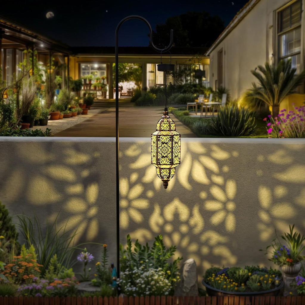 "Fas Tarzı Güneş Enerjili Asmalı Fener – Bahçe ve Patio Dekoru"