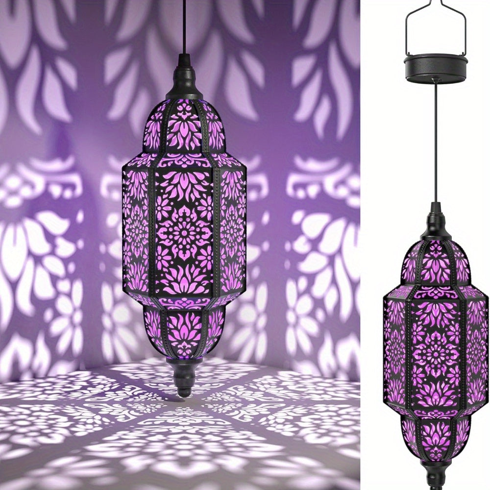 "Fas Tarzı Güneş Enerjili Asmalı Fener – Bahçe ve Patio Dekoru"