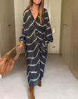 Julia™ | Boho Çizgili Maxi Elbise