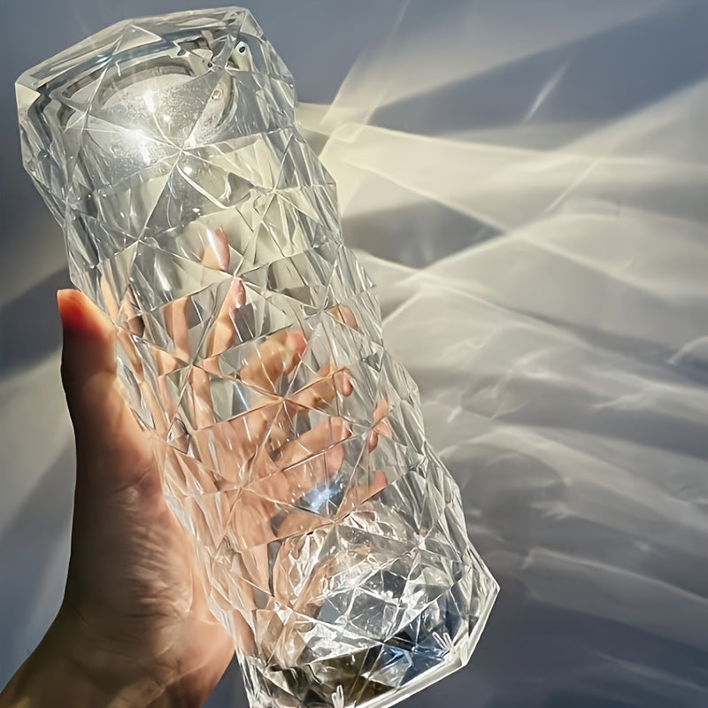 1 Adet Kristal Elmas Masa Lambası, 3 Renkli LED, USB Şarjlı, ev ve parti dekoru için ideal.