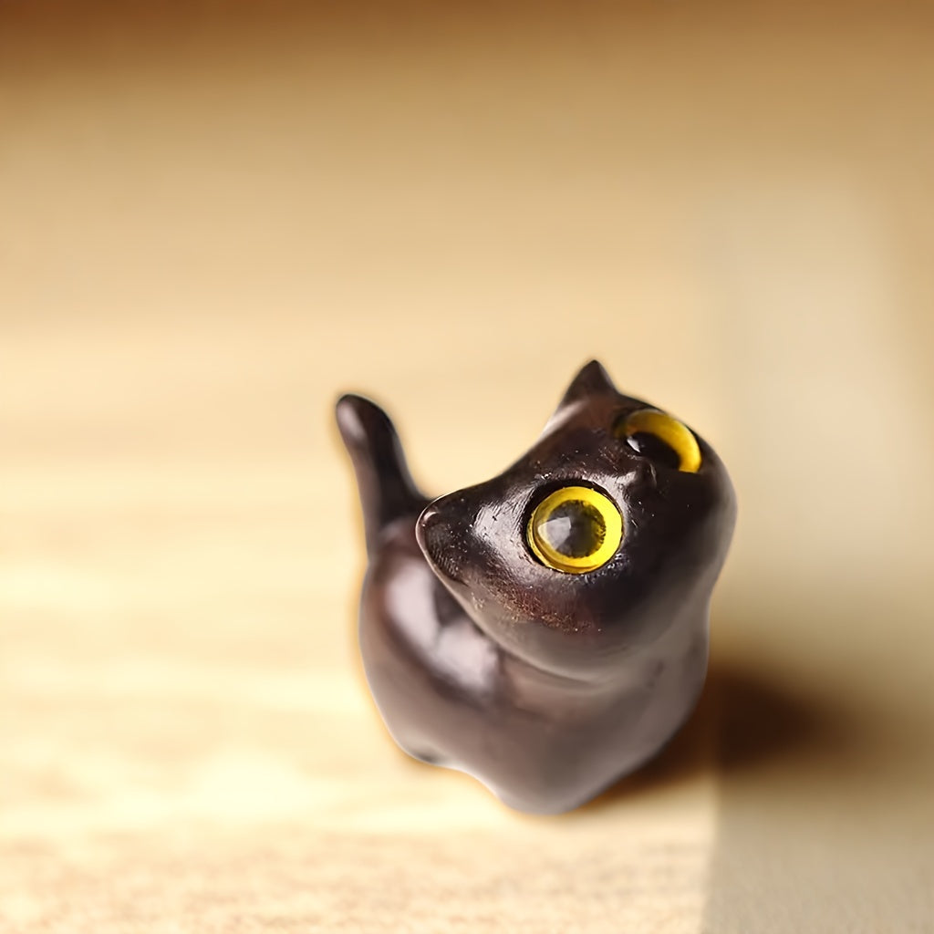 Ahşap El Yapımı Kedi Figürü – Dekoratif & Hediye