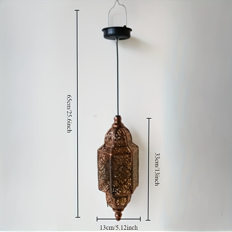 "Fas Tarzı Güneş Enerjili Asmalı Fener – Bahçe ve Patio Dekoru"